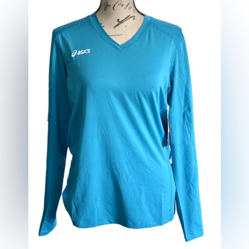 Women's XL ASICS Atomic Blue Roll Shot Long Sleeve Activewear Jersey NWT